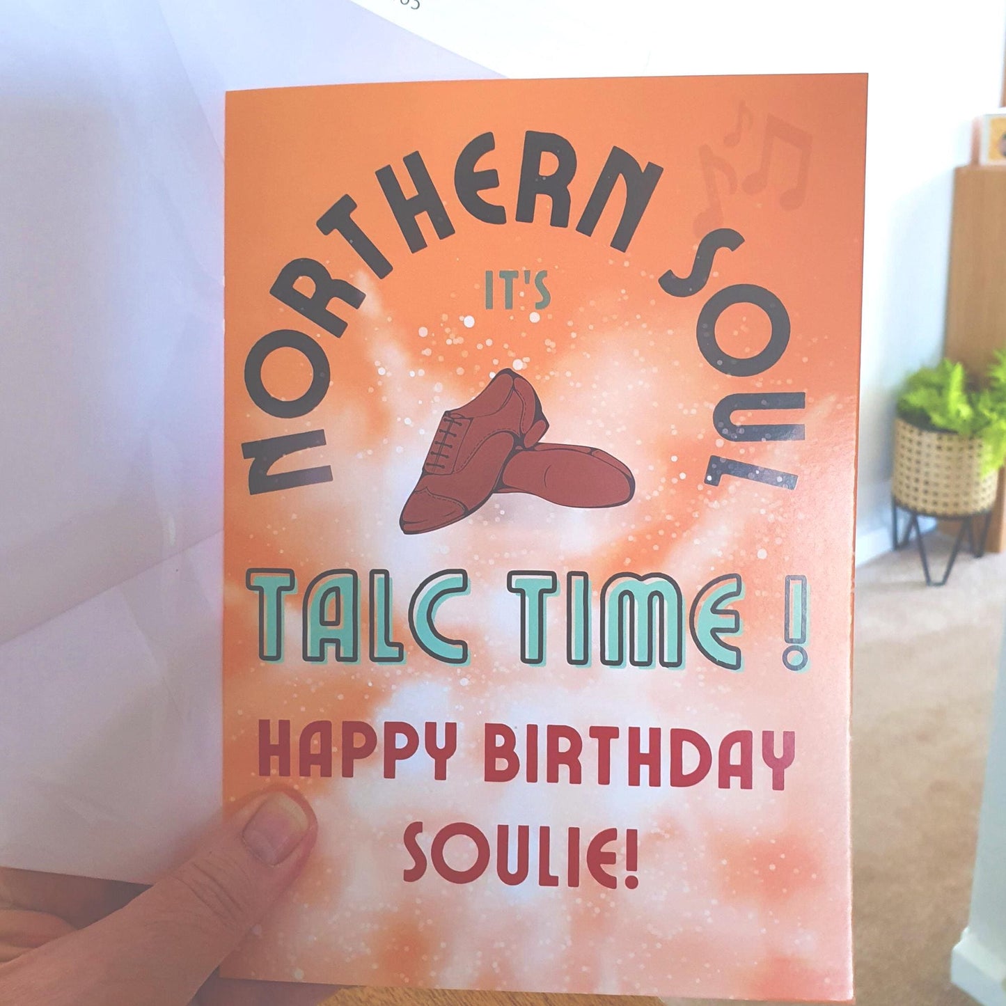 Northern Soul Birthday Card: depicts mens shoes.