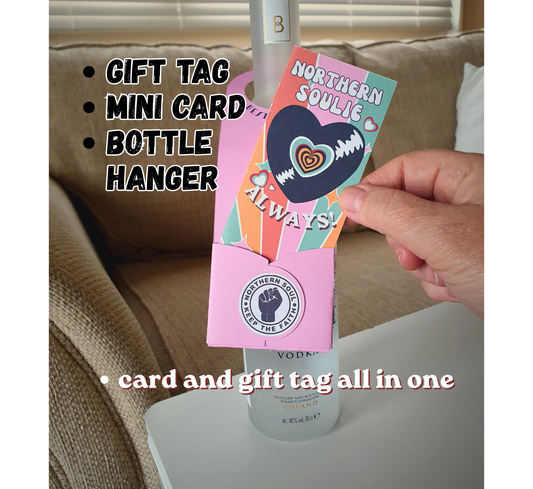 Northern Soul Gift Tag Bottle Hanger inc Mini Card : PINK