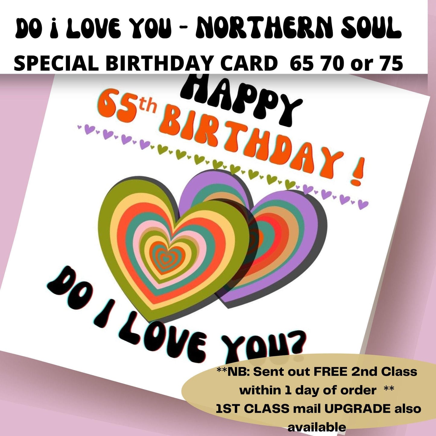 Northern Soul Birthday Card: 70s Style, 'Do I Love You' 65th 70th 65th