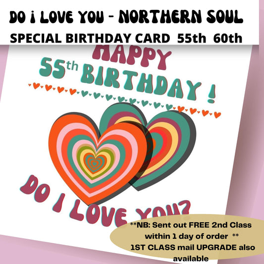 Northern Soul Birthday Card: 55th or 60th options