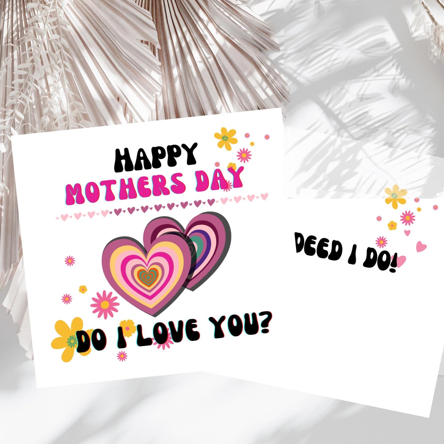 Colorful NORTHERN SOUL Mother's Day card with hearts and text on a white background