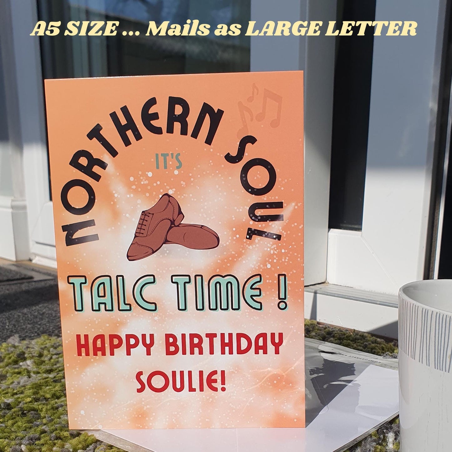 Northern Soul Birthday Card: depicts mens shoes.