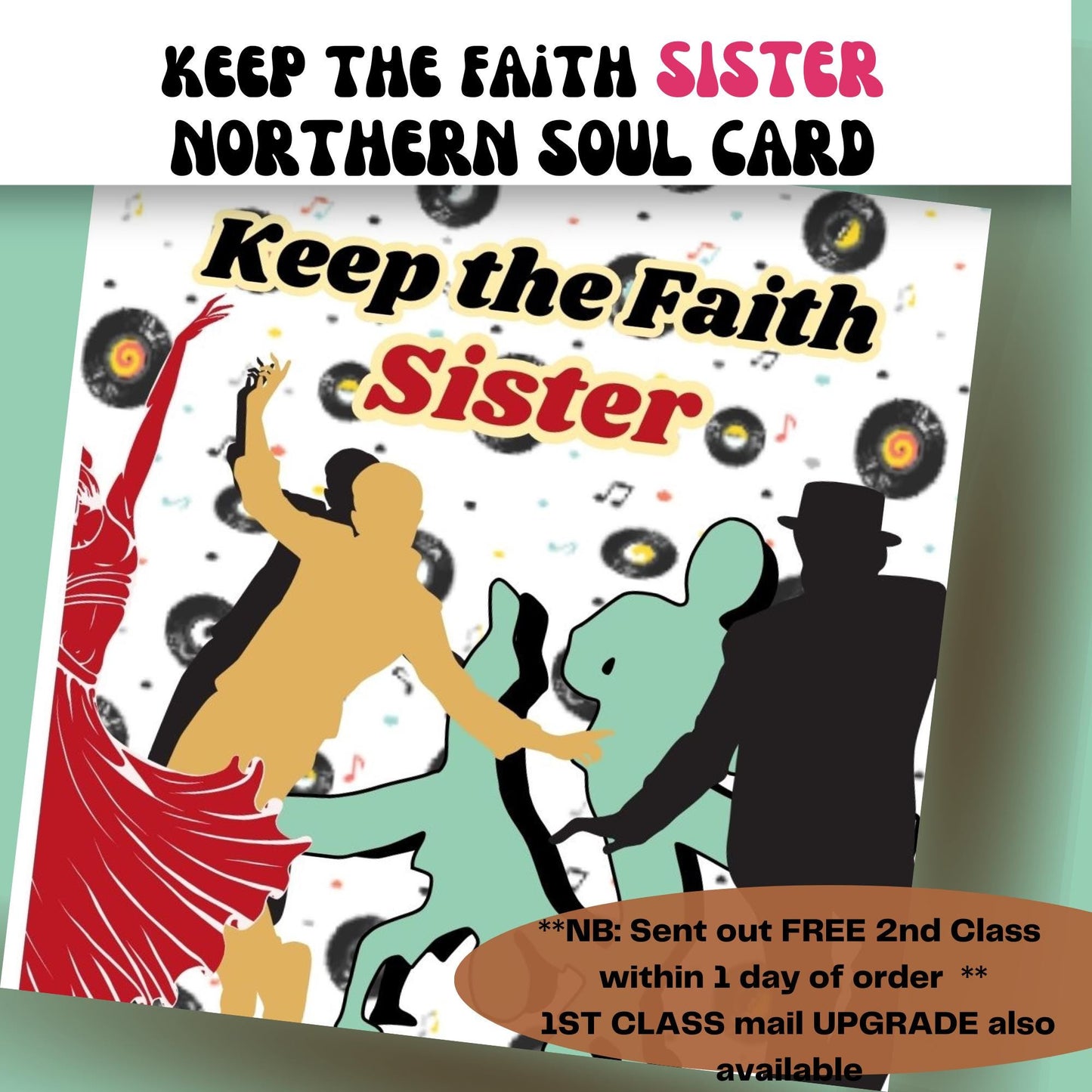 Northern Soul Keep the Faith Birthday Card: Sister.