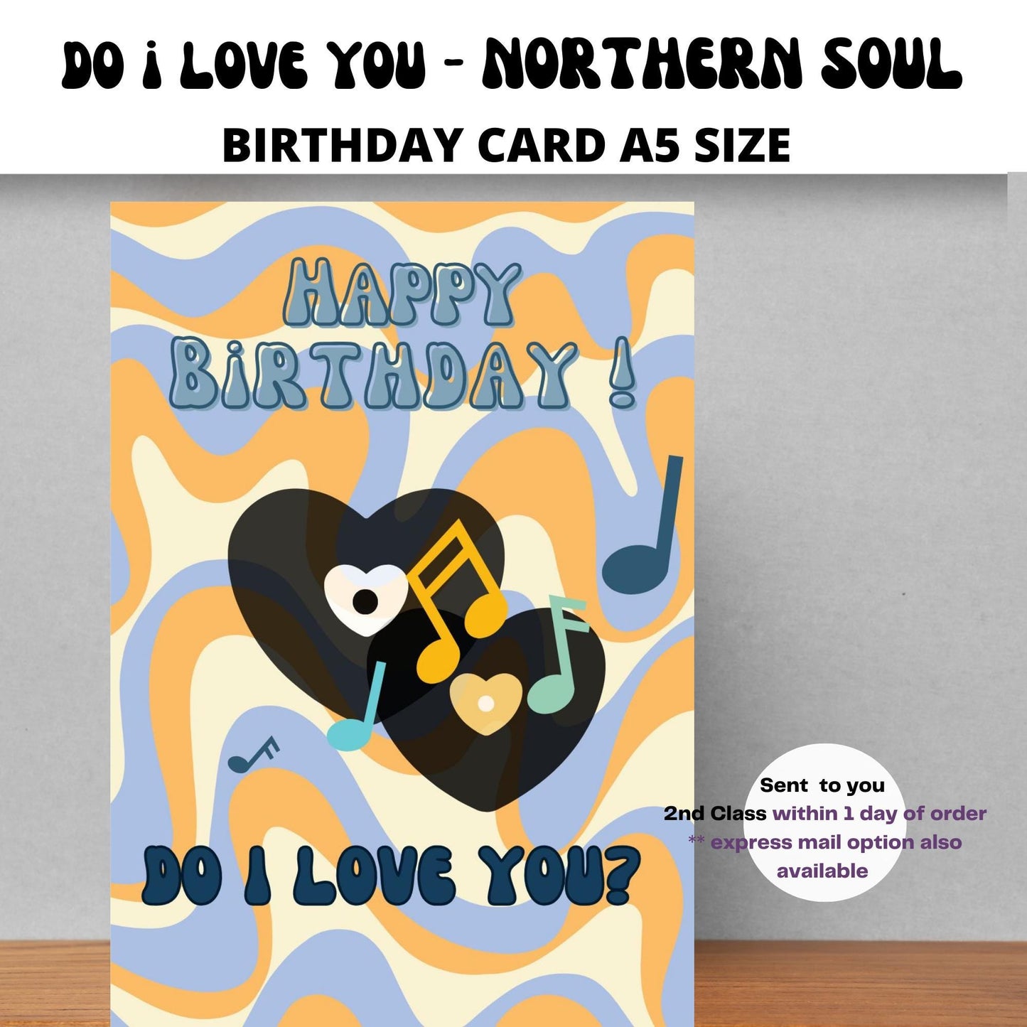 Northern Soul Birthday Card: Retro Music Fan Design. do I love you ?