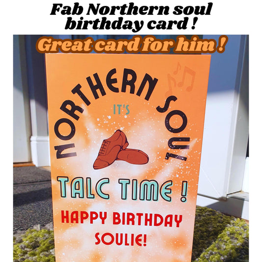 Northern Soul Birthday Card: depicts mens shoes.