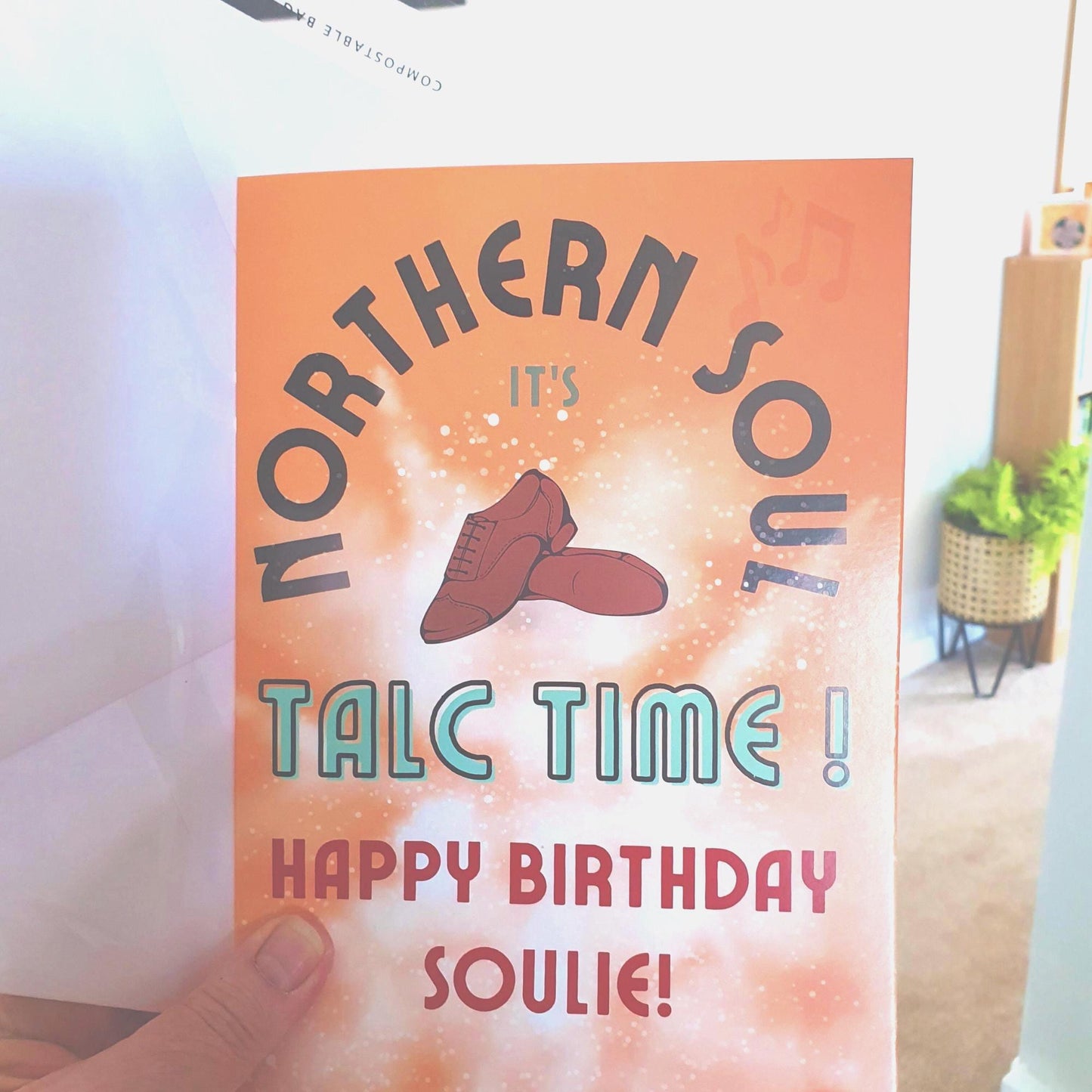 Northern Soul Birthday Card: depicts mens shoes.