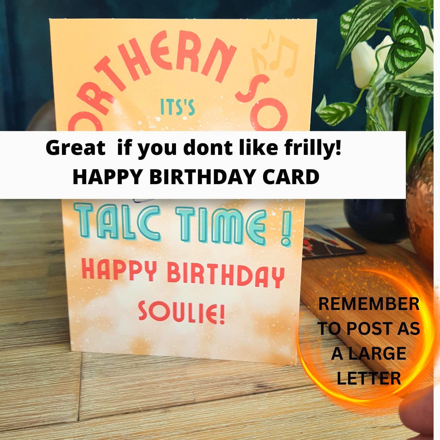 Northern Soul Birthday Card: Talc Time, Wigan Casino Fan mens shoes (A5)