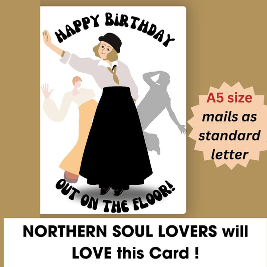 Northern Soul Birthday Card: Music Fan Out On the Floor Design