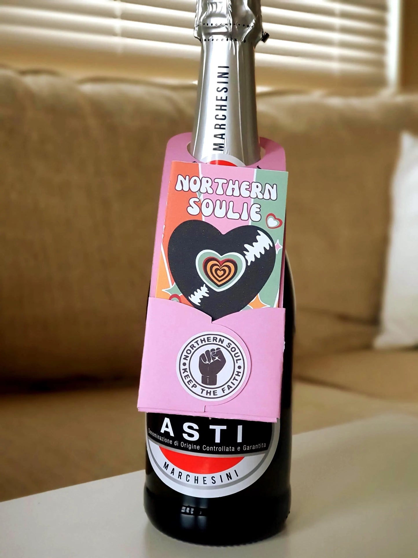 Northern Soul Gift Tag Bottle Hanger inc Mini Card : PINK