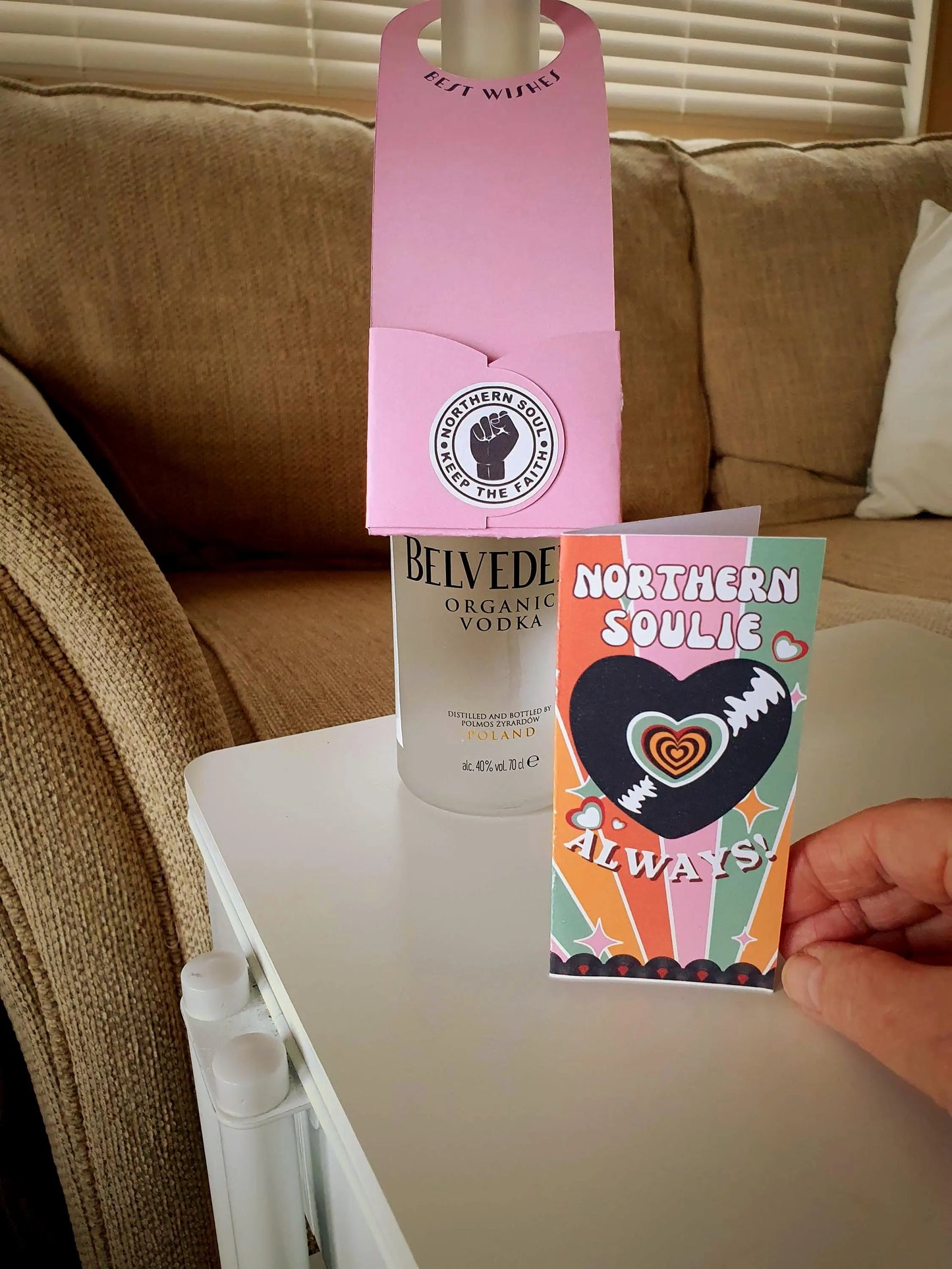 Northern Soul Gift Tag Bottle Hanger inc Mini Card : PINK