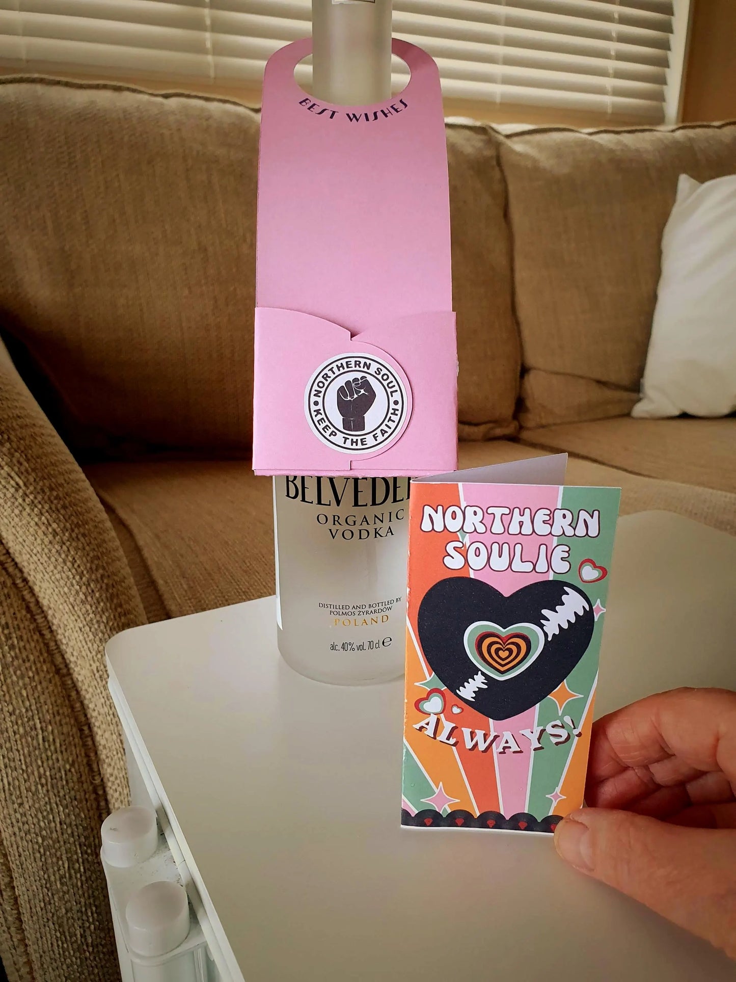 Northern Soul Gift Tag Bottle Hanger inc Mini Card : PINK