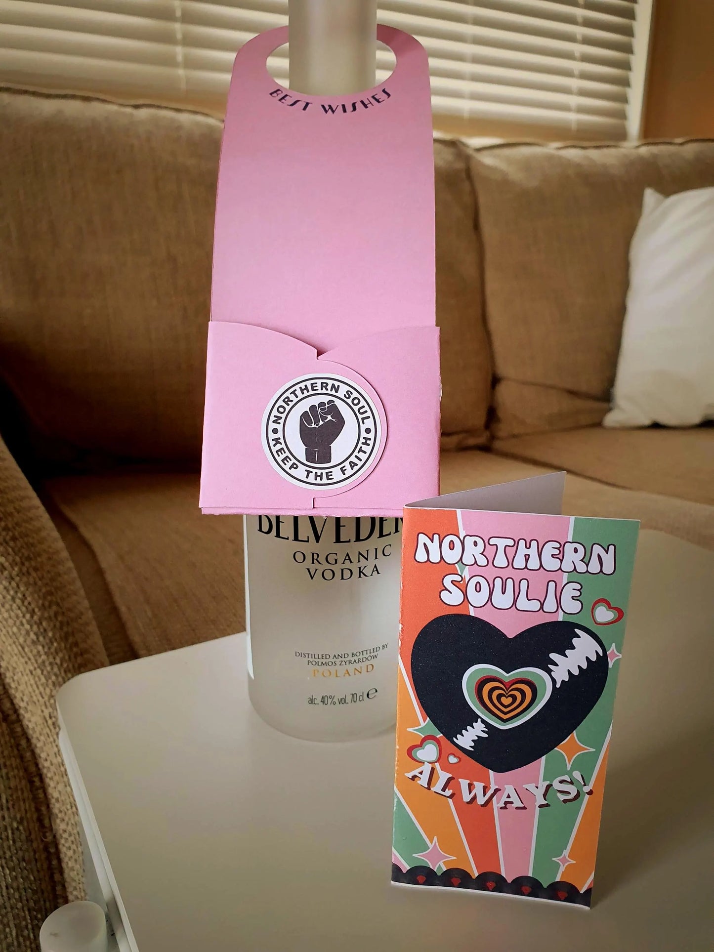 Northern Soul Gift Tag Bottle Hanger inc Mini Card : PINK