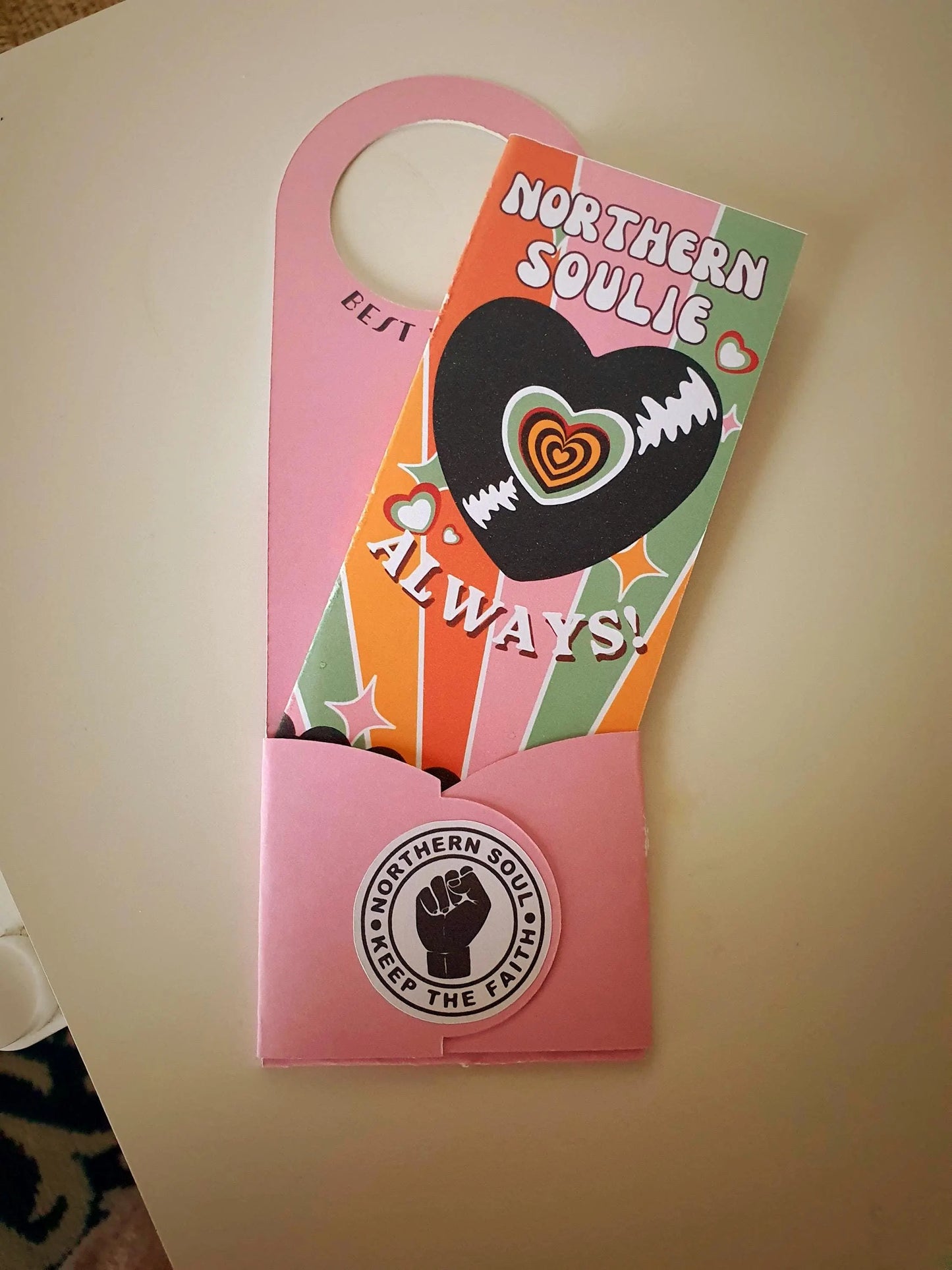 Northern Soul Gift Tag Bottle Hanger inc Mini Card : PINK