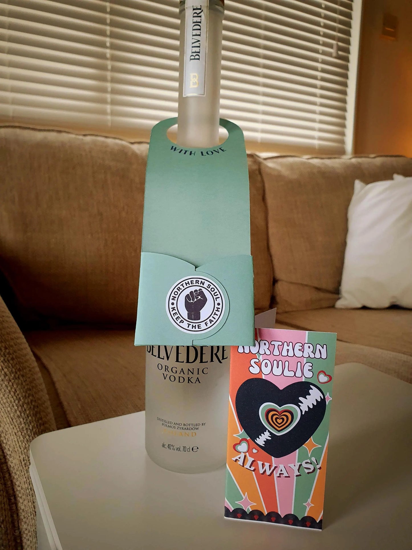 Northern Soul Gift Tag Bottle Hanger inc Mini Card : MINT GREEN