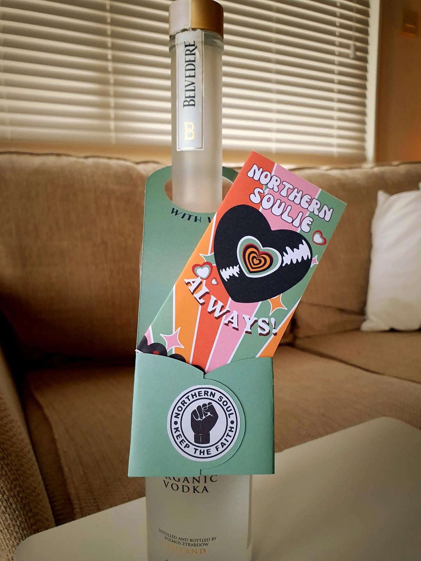 Northern Soul Gift Tag Bottle Hanger inc Mini Card : MINT GREEN