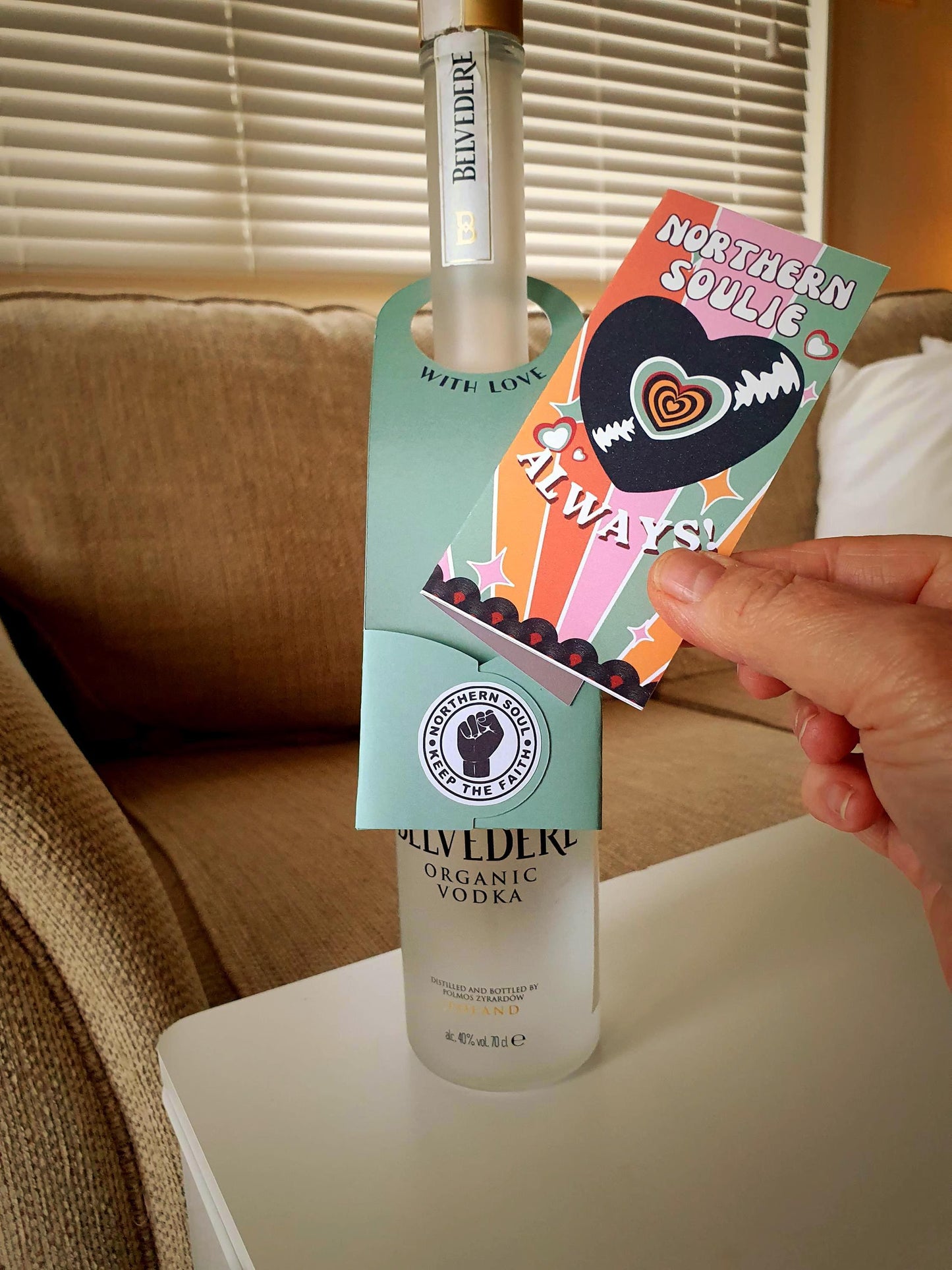 Northern Soul Gift Tag Bottle Hanger inc Mini Card : MINT GREEN