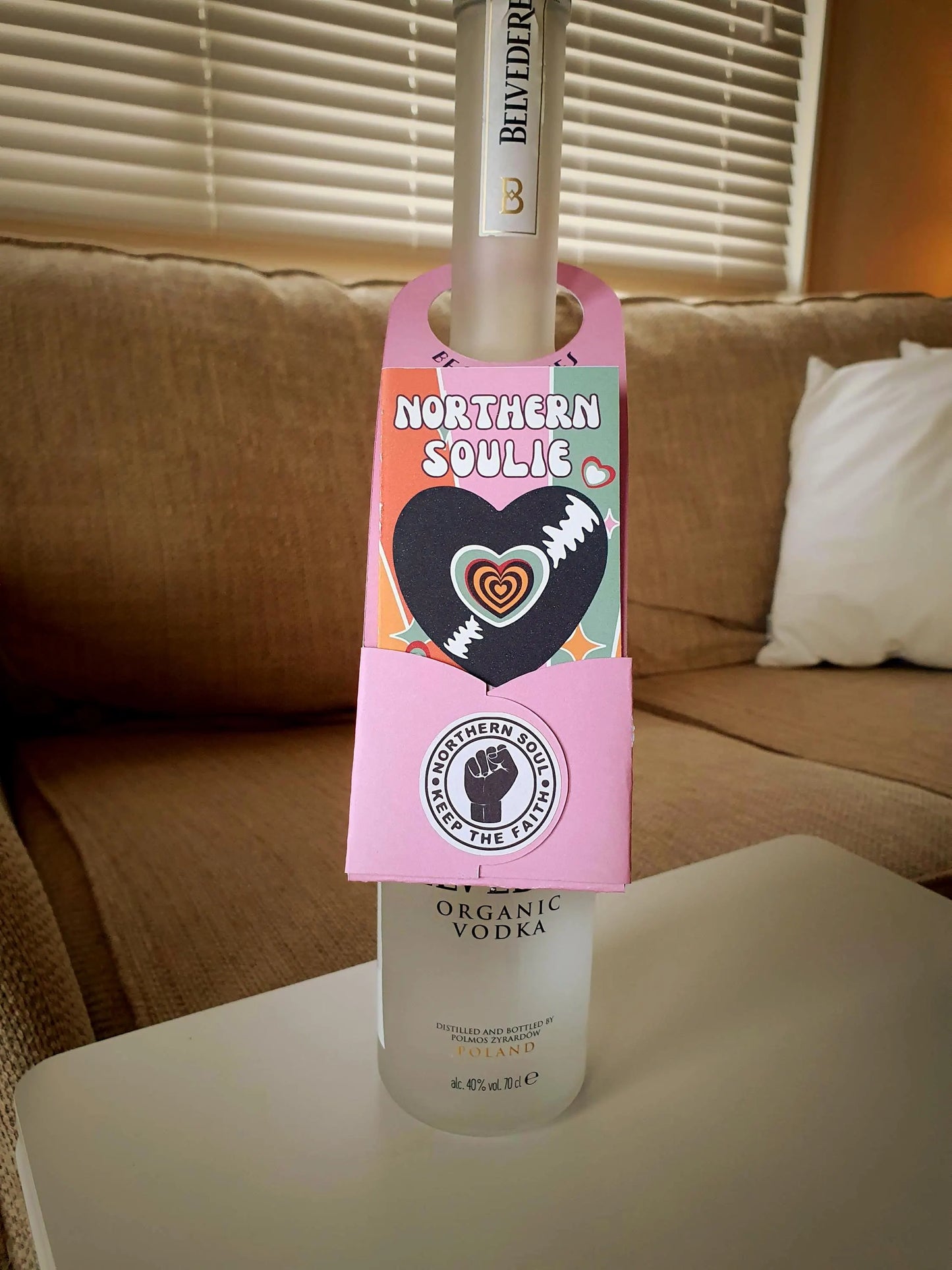 Northern Soul Gift Tag Bottle Hanger inc Mini Card : PINK