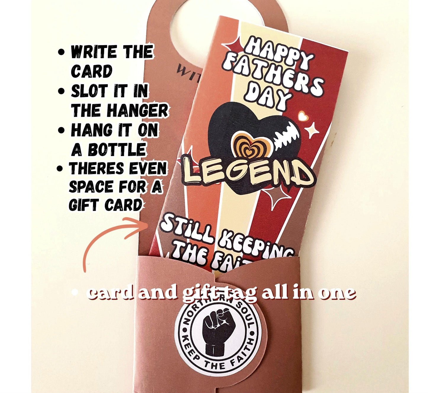 Northern Soul Father's Day Bottle Hanger Gift Tag Legend